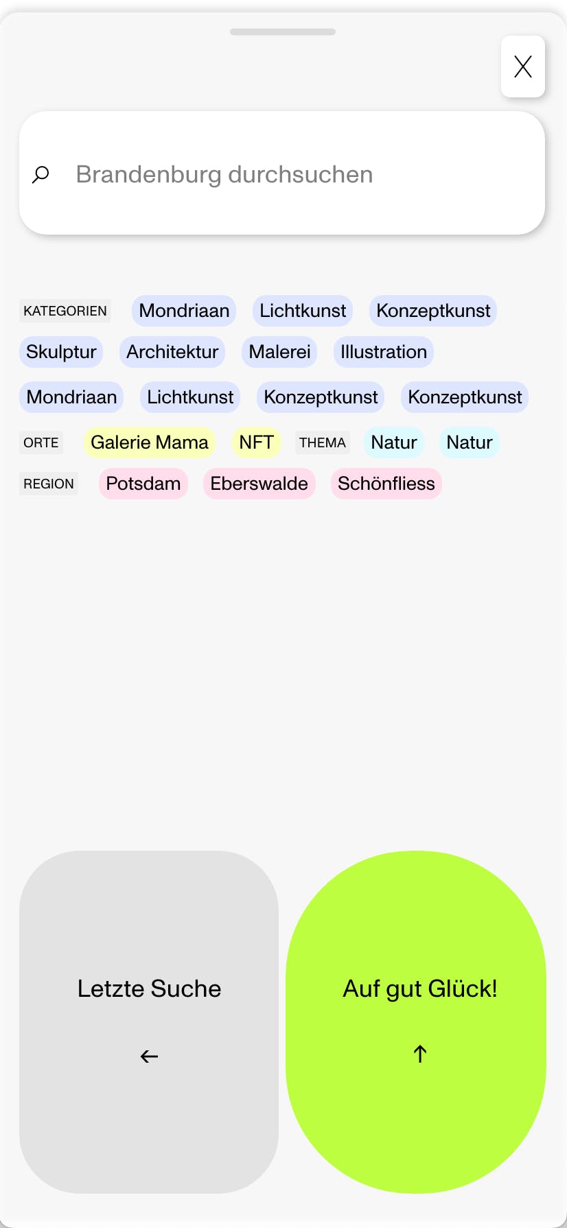 <p>Intelligent search with keywording and a random search ("by chance")</p>